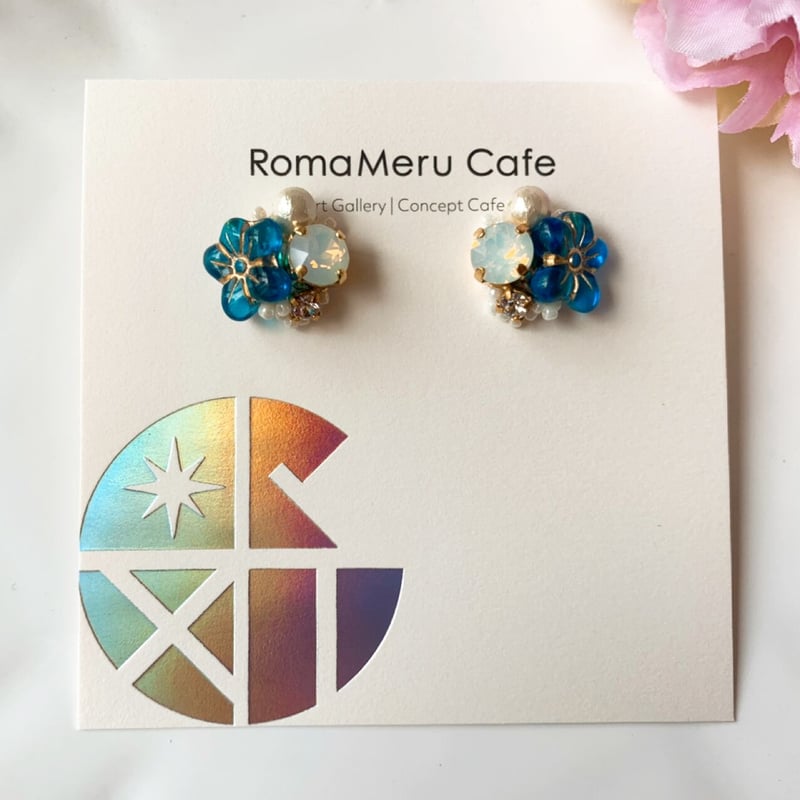 魔女の庭』コットンパール×スワロフスキー×チェコビーズのピアス