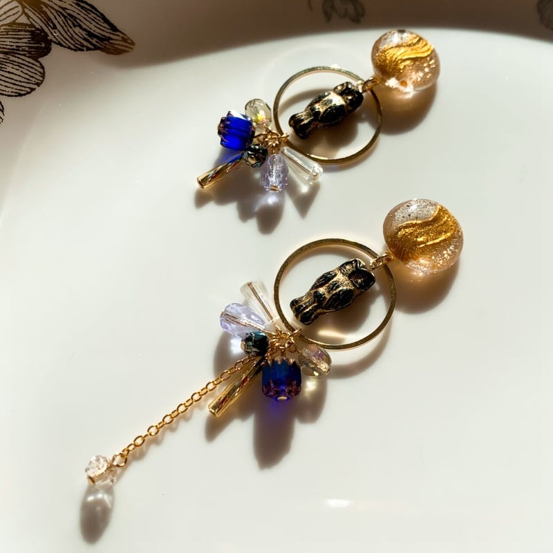 No.1187-B　【値下げ】フクロウ☆ピアス・イヤリング(パープル) HAKU】＜フクロウ＞ ピアス・イヤリング | KIRIEBIJOU