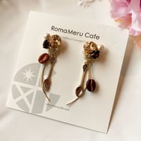 『Coffee Time』コーヒー豆とアンティーク カトラリーの2wey アシンメトリー ピアス/イヤリング