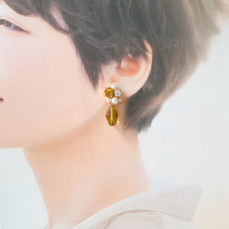 ハンドメイド スワロフスキー＆パールのピアス SWAROVSKI スワロフスキー ピアス レディース パール 真珠 エレガント