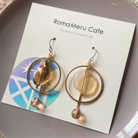 『one of a kind 〜Czech beads〜 (brown & beige)』チェコビーズ 一点物 ピアス/イヤリング (ブラウン,ベージュ)