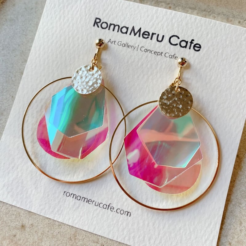 オーロラプルームアゲート ピアス オーロラと光の輪