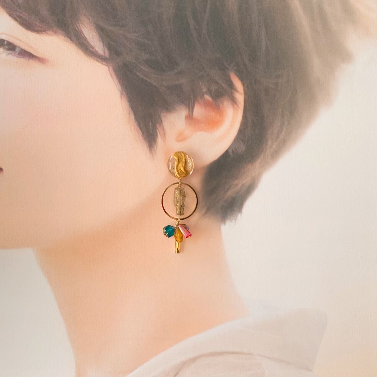 フクロウと魔法の輪』カラフル（クリスタル×カラフル）チェコビーズの