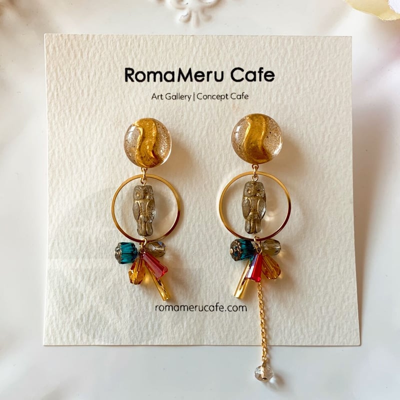 フクロウと魔法の輪』カラフル（クリスタル×カラフル）チェコビーズの