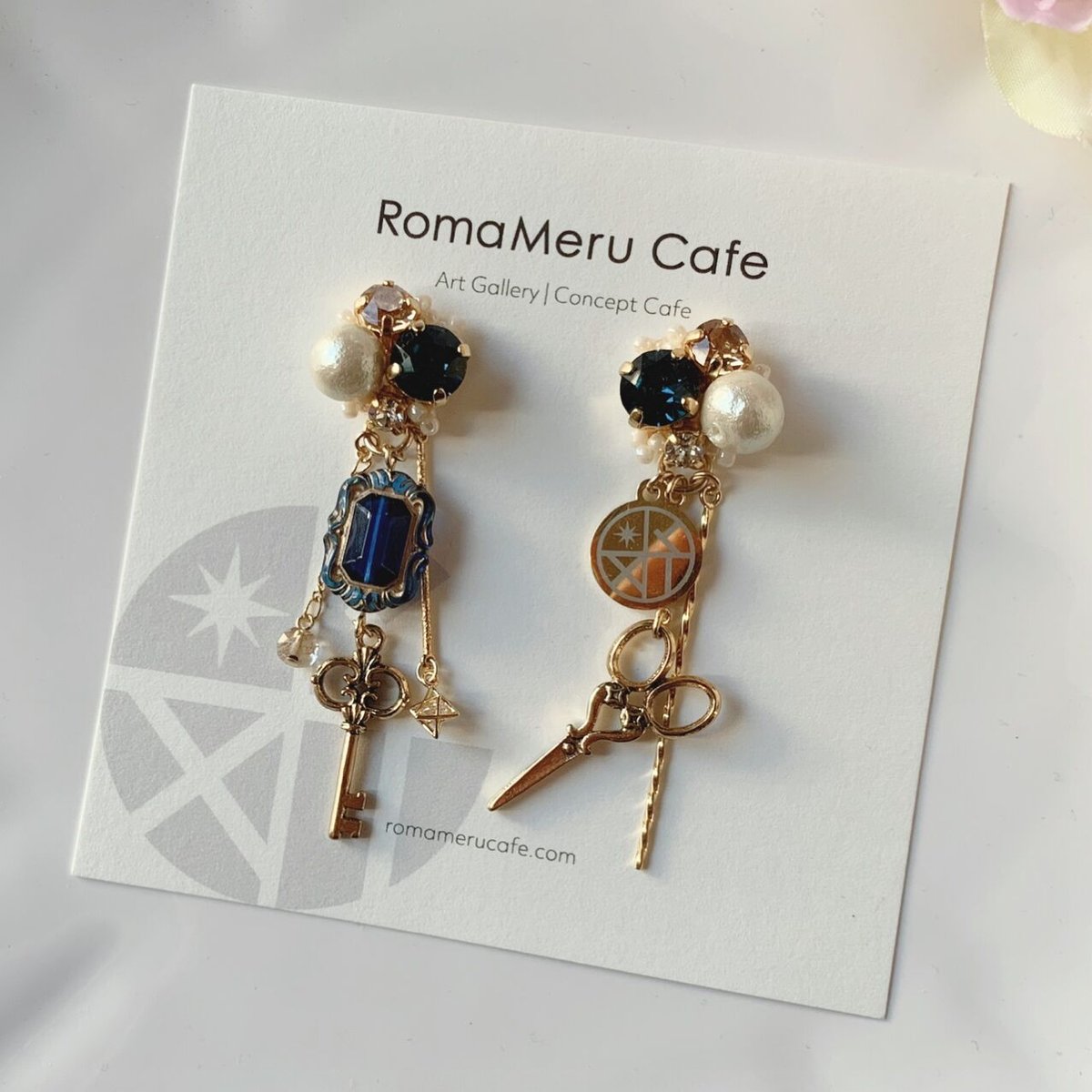 ローマングラス2weyピアスチャーム NEW ローマンガラス ピアス