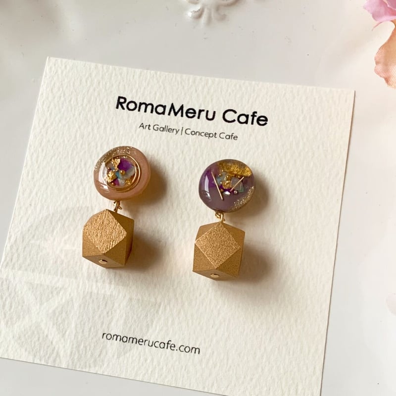 364 ベージュ べっ甲　ゴールドプレート　ピアス　イヤリング　ハンドメイド ゆうパケット】ピアス イヤリング メタル べっ甲 べっこう