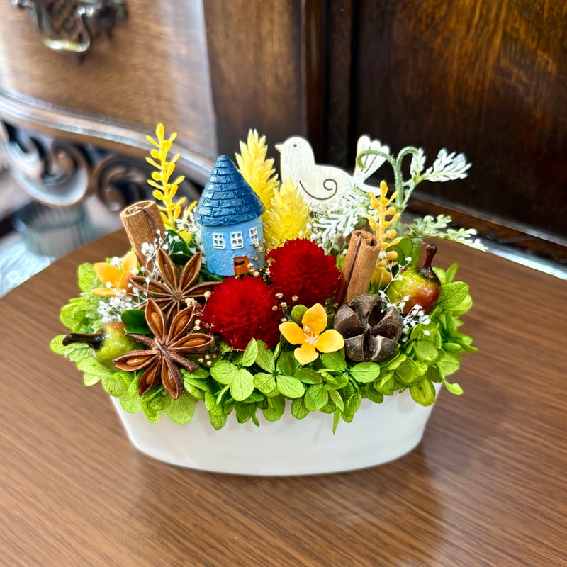 ふなっしー　フラワー　新品　プリザーブフラワー　お花　造花　置物　インテリア プリザーブドフラワー 森の小さな物語 | アトリエCITRINE