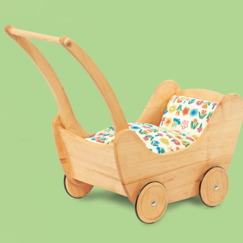 * antique pram ❀ 木製 ミニチュア ベビーカー 1年保証 手押し車 乳母車 おもちゃ ベビーカー 人形用 木製