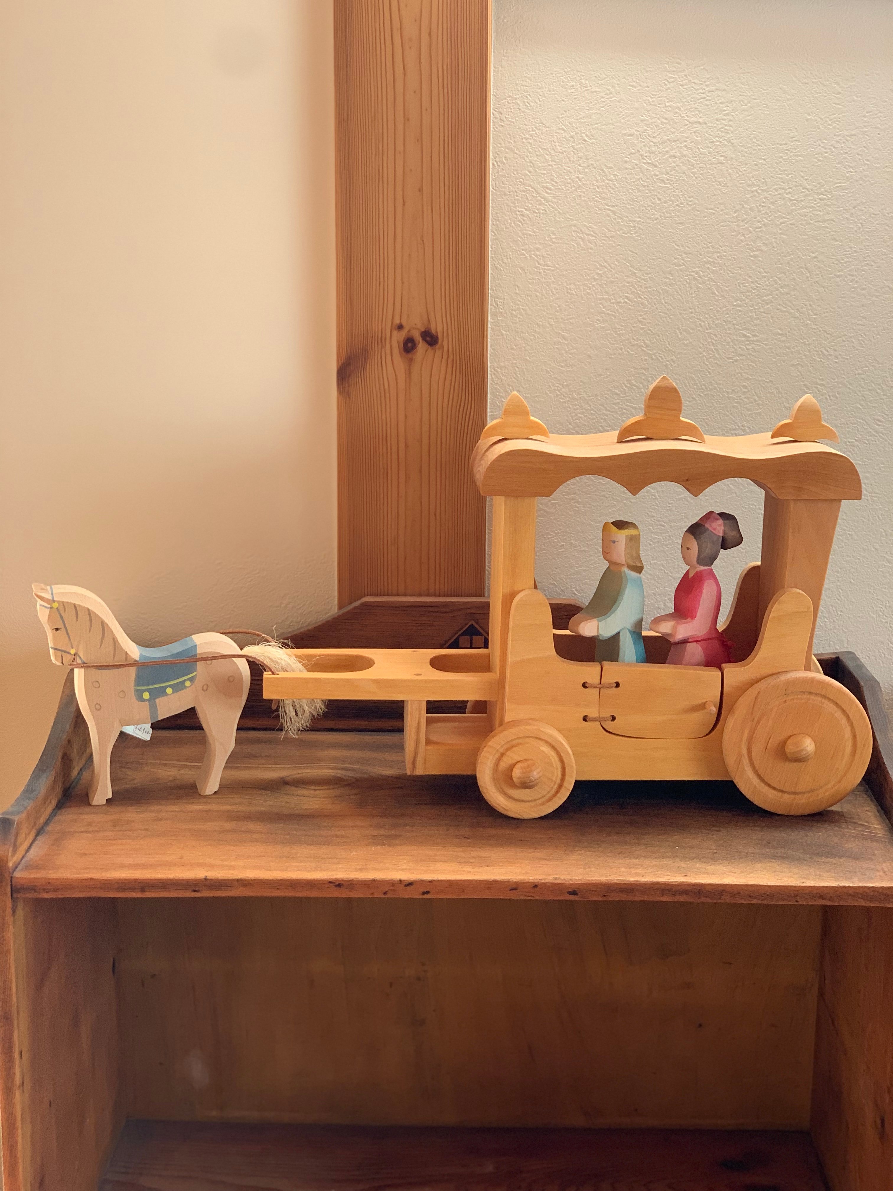 高級木工 Little Wood 職人手作り 木の馬車 おもちゃ 人形付き original