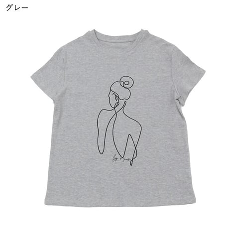 大人刺繍Tシャツ/チャコール