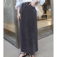 カットデニムＩラインスカート/ブラックブリーチ