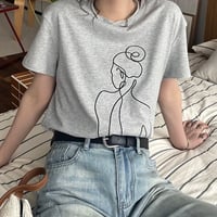 大人刺繍Tシャツ/グレー