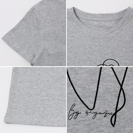大人刺繍Tシャツ/チャコール