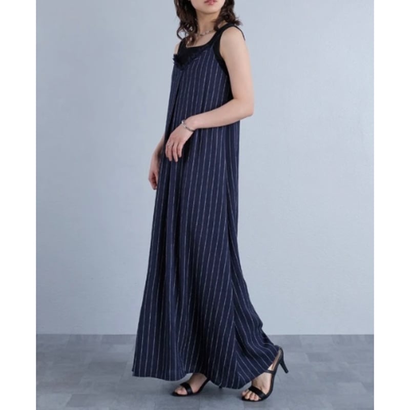 Vネックストライプキャミワンピース/ベージュ | FMS STORE