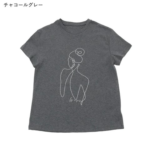 大人刺繍Tシャツ/チャコール