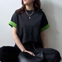 天竺バイカラーTシャツ/ブラック
