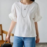 袖タックTシャツ/オフ