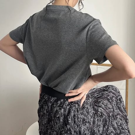 大人刺繍Tシャツ/チャコール