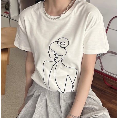 大人刺繍Tシャツ/チャコール