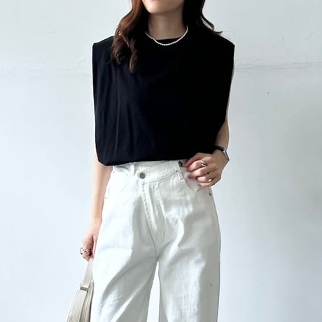 ショルダータックTシャツ/チャコール