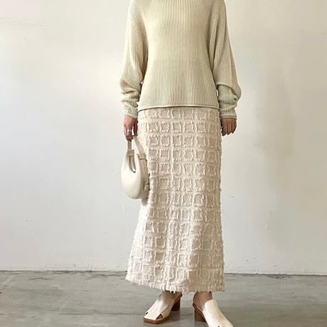 フリンジロングスカート/オレンジブラウン