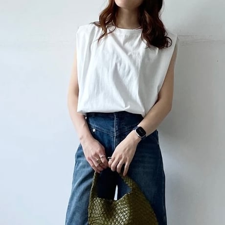 ショルダータックTシャツ/チャコール