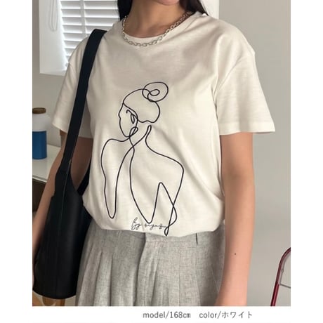 大人刺繍Tシャツ/チャコール