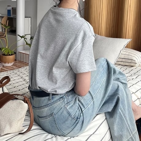 大人刺繍Tシャツ/チャコール
