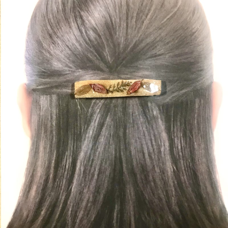 ハチ　赤めのうの秋色バレッタ　バー97 ハチ様専用 赤めのうの秋色バレッタ バー97