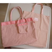 【Couture MiMi 】　Catherine トートバッグ　（ピンク×パール）お稽古バッグ　幼稚園バッグ　サブバッグ　女の子　リバティ　パール　リボン　プリンセス　可愛い　プレゼント