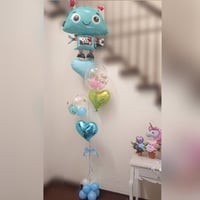 【Lily The Witch】名入れバルーンギフト　飛び出すバースデーバルーン（ロボット）誕生日　男の子　女の子　大きい　サプライズ　バルーンギフト　透明バルーン　パステルカラー　可愛い
