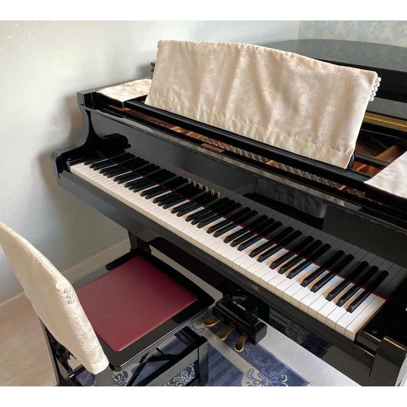 Couture MiMi 】ピアノ 背付き椅子カバー（ホワイト） グランドピアノ