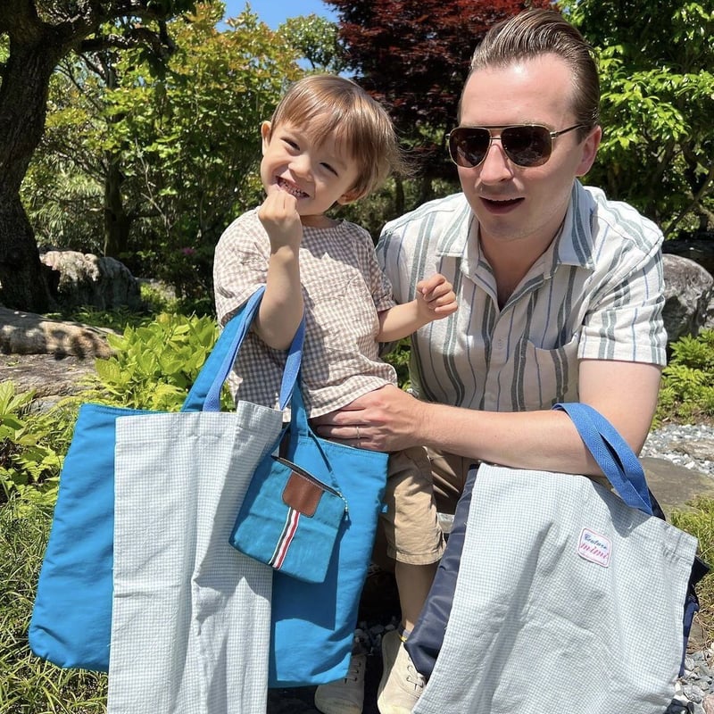 バッグ Mimimimi Couture MiMi 】MiMiターコイズブルー フタ付きトートバッグ お稽古