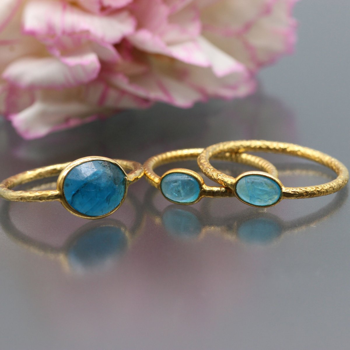 ブルーアパタイト・月と太陽silver ring ブルーアパタイト・月と太陽silver ring