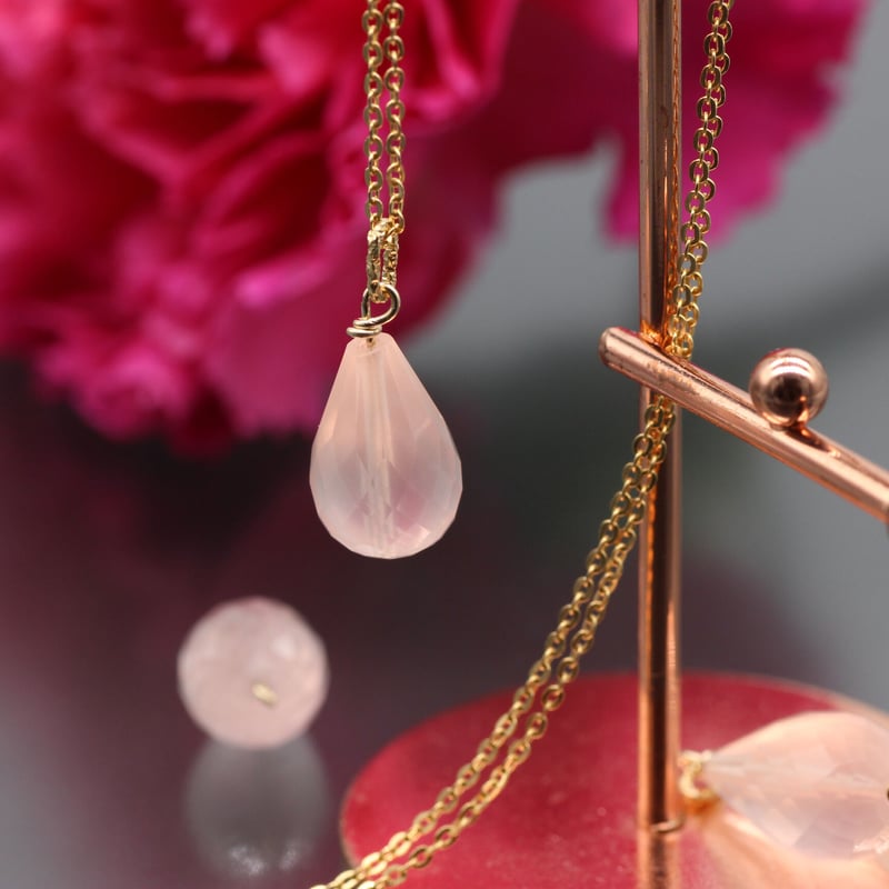 ローズクォーツ ネックレス ブリオレットカット | Tao ～天然石