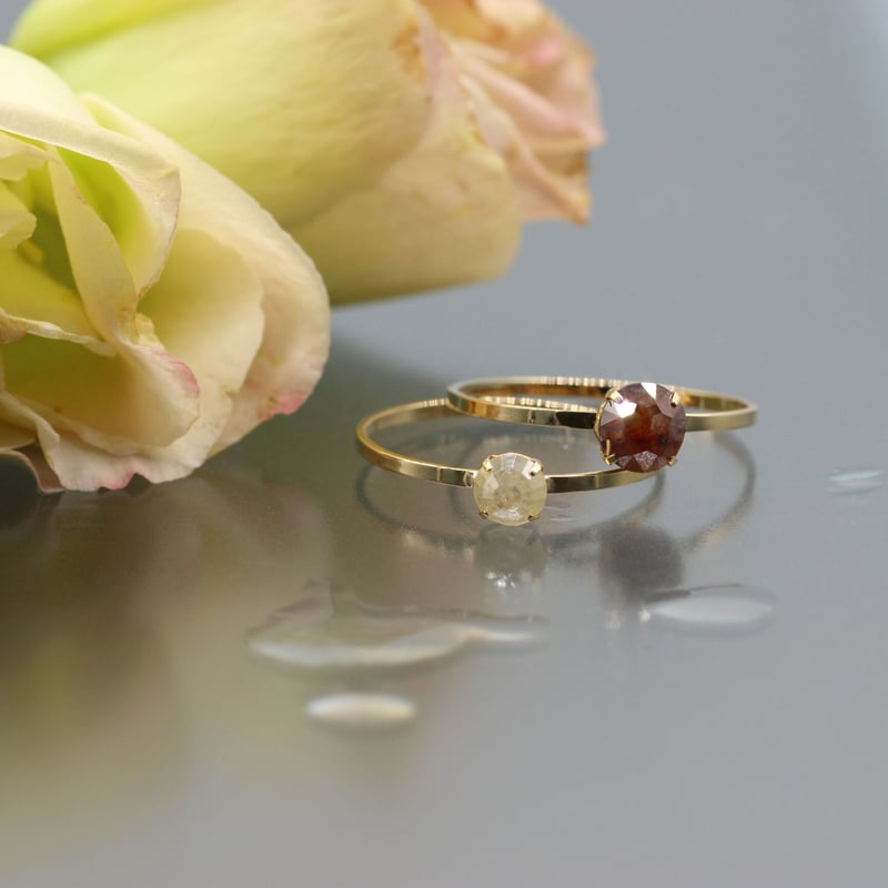 秋桜 イエローダイヤモンド フラワー リング k18 ローズカット 秋桜 イエローダイヤモンド フラワー リング k18 ローズカット