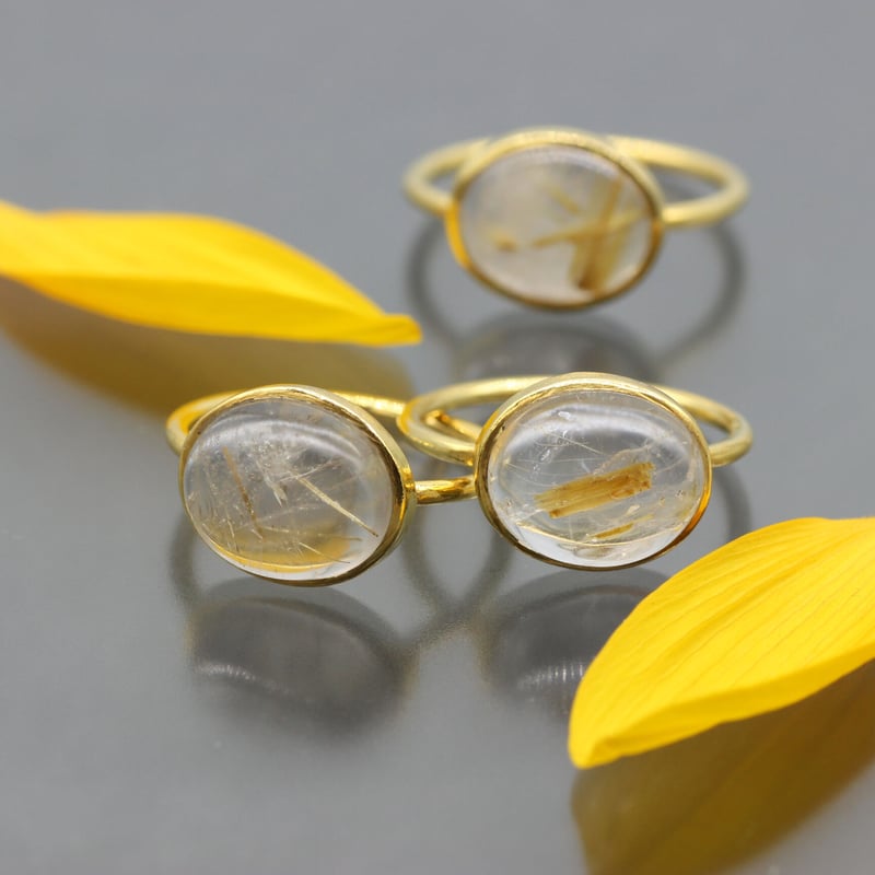 10ルチルクォーツリング【15号】 18KGP タイタンルチル | Tao ～天然石