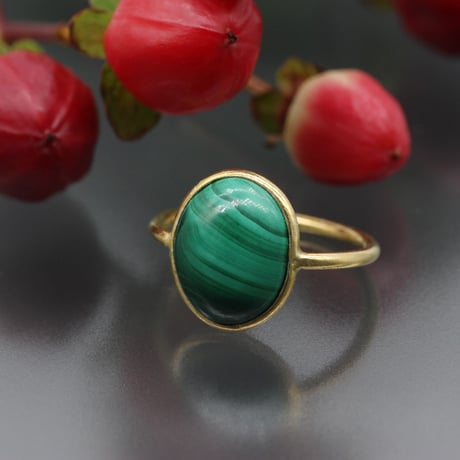マラカイトK18リング WAXING MOON MALACHITE RING(1ZR1245)K18 リング｜スター