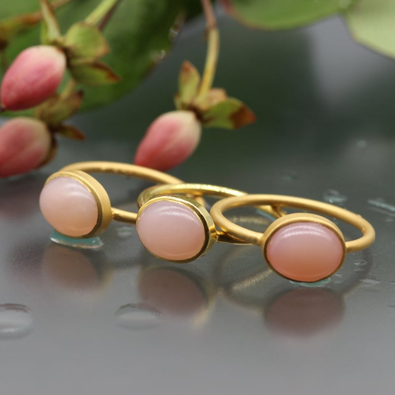 ピンクオパールリング【14号】 艶消しSilver925×18KGP | Tao ～天然石