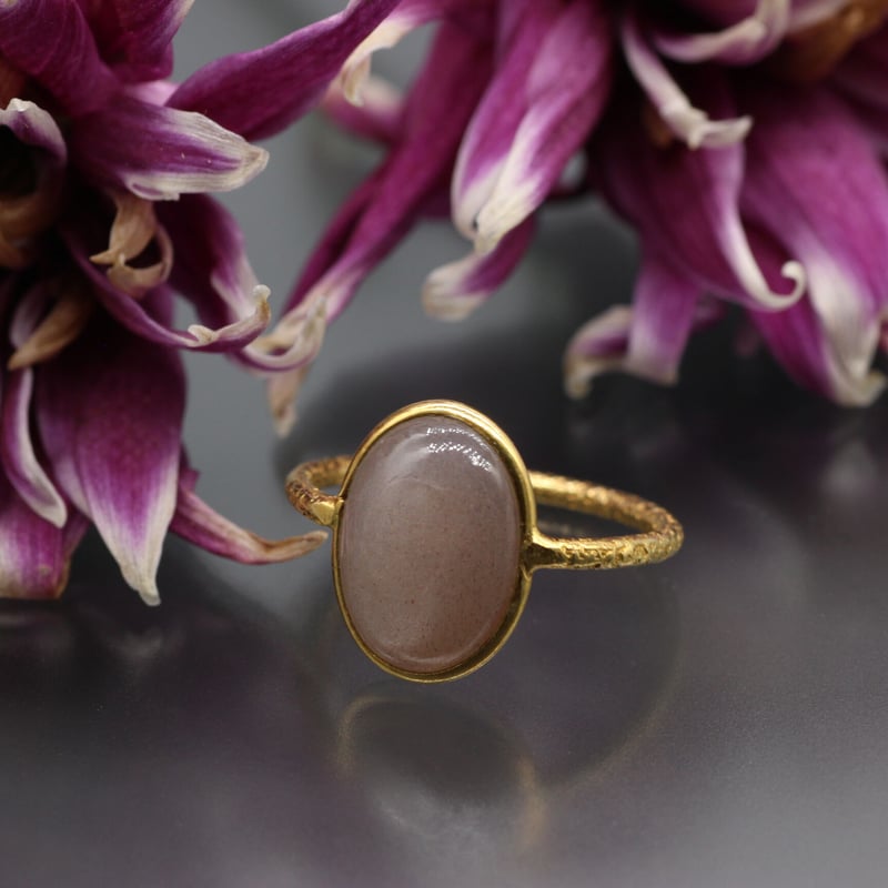 11大粒チョコレートムーンストーン リング【15.5号】※クラック