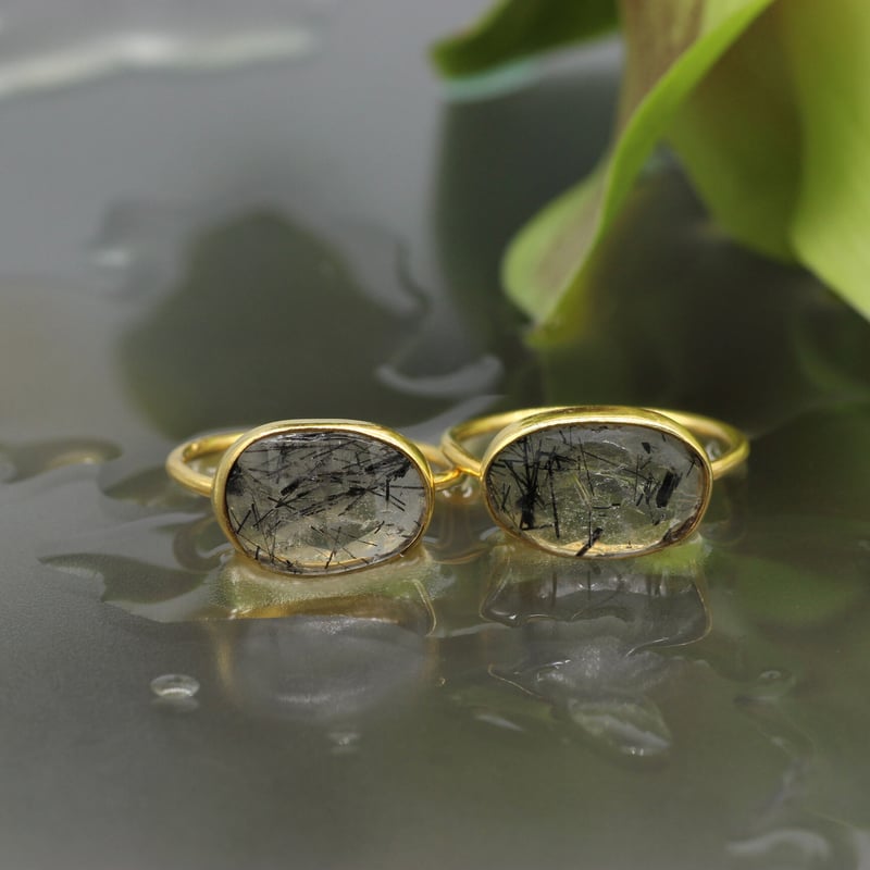 みぽりんさま専用　ゴールデンガーデンクォーツルース　ブラックトルマリンペンダント 大粒ブラックトルマリンインクォーツリング【9.5号】 18KGP | Tao