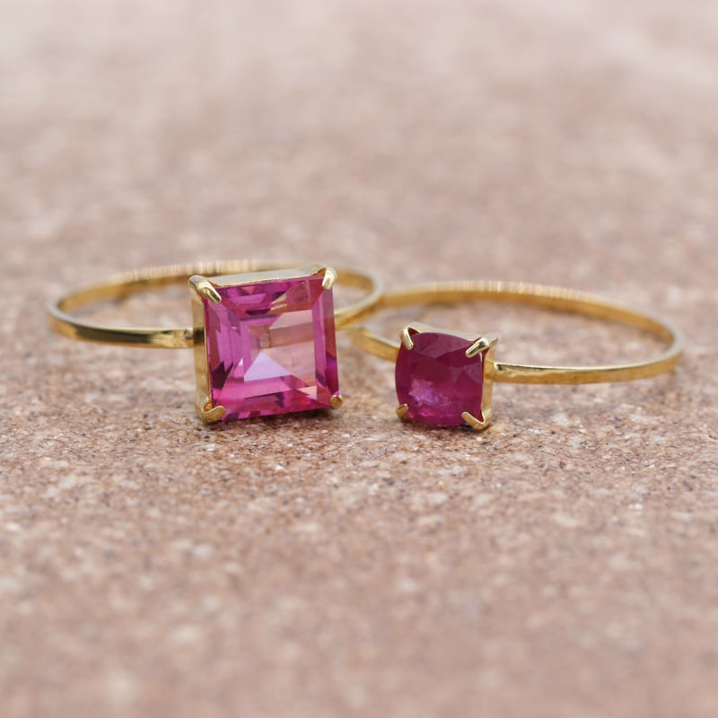 1超目玉商品！大粒ピンクトパーズ スクエアカット リング【13.5