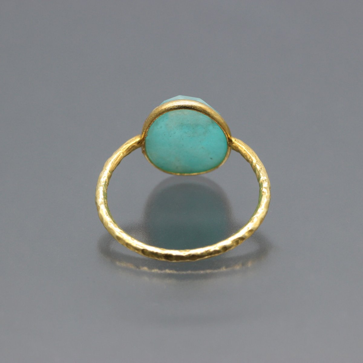 大粒アマゾナイトリング【11.5号】 Silver925×18KGP | Tao