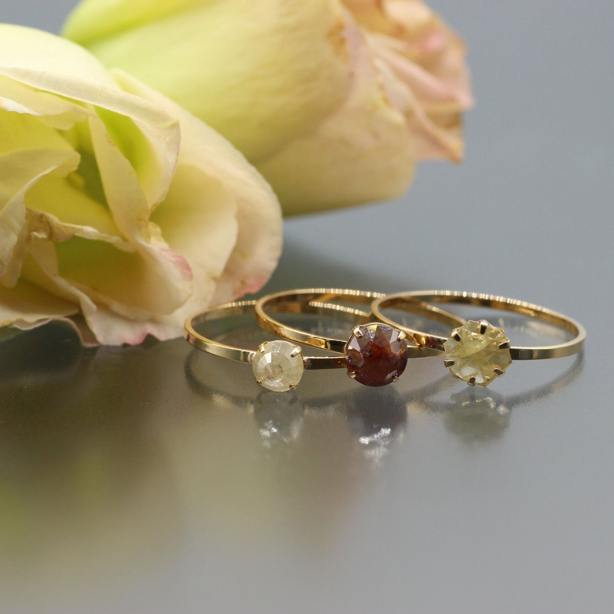 秋桜 イエローダイヤモンド フラワー リング k18 ローズカット イエローダイヤモンド ローズカット リング 【13号】 K18 | Tao