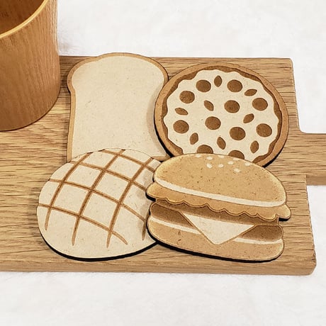 コースター 木製コースター パン型コースター 人気コースター オリジナルコースター 食パン メロンパン ピザ ハンバーガー 送料無料