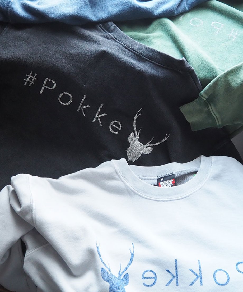 #Pokke プリント裏毛ケミカル加工スウェット