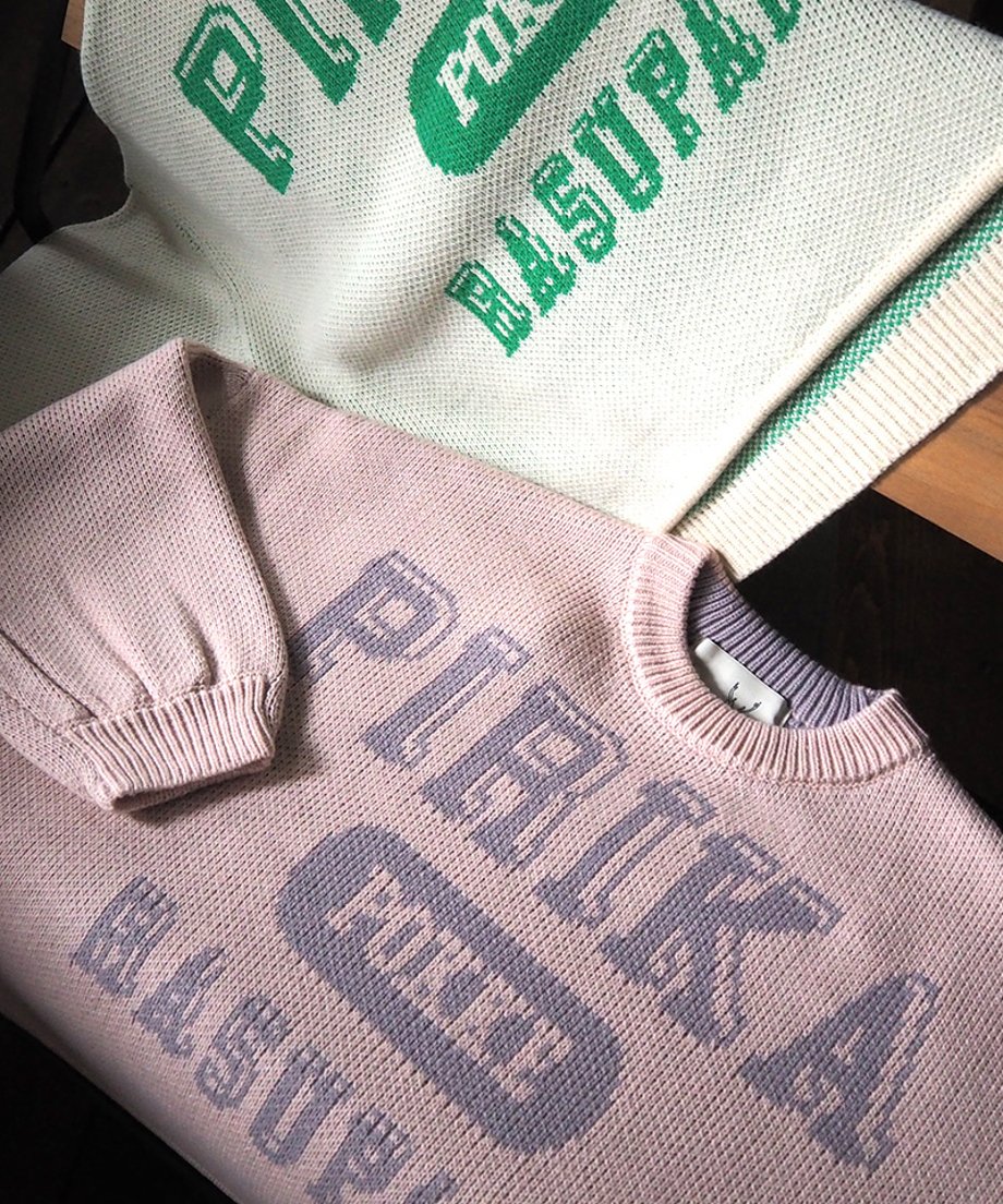 #Pokke WフェイスジャガードロゴPOニット