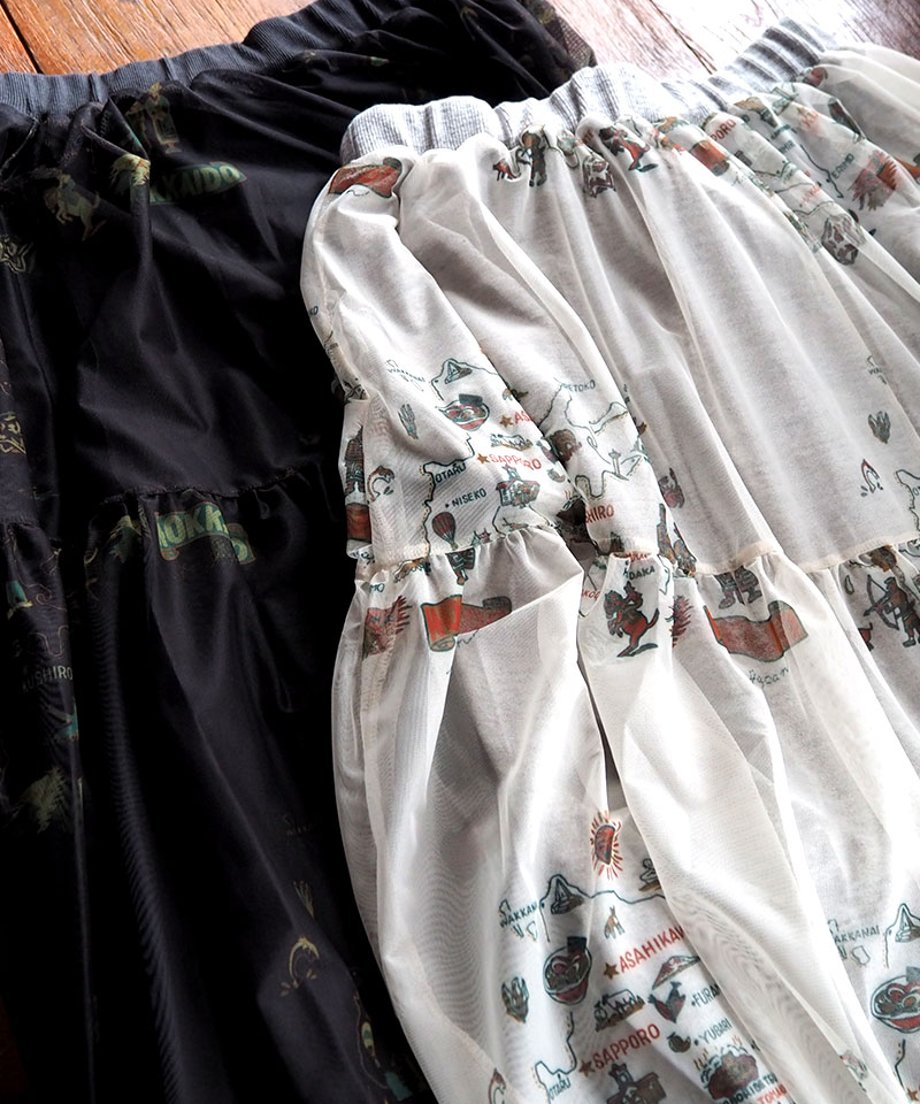 #Pokke 北海道総柄ソフトチュールREVスカート