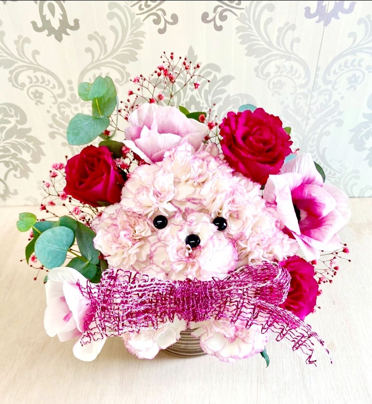 フラワークマさん くま クマ 熊 花束 ぬいぐるみ アレンジ ベア 花 プリザーブド