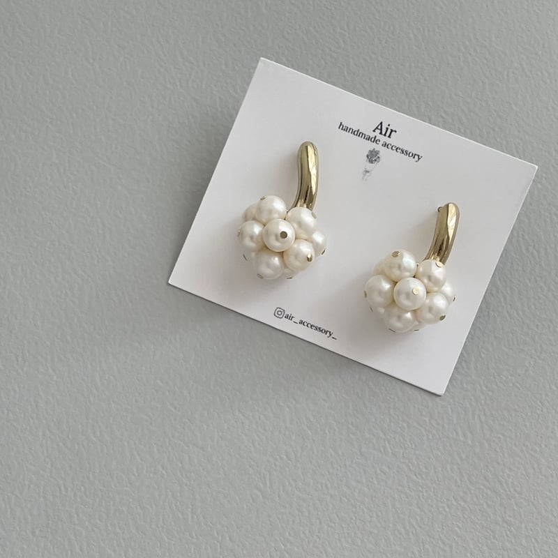 つぶつぶ淡水パールのフープピアス | Air handmade accessory